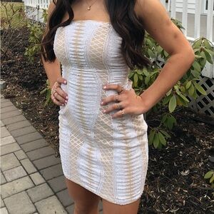 Banjul White and Cream Sequin Mini Dress